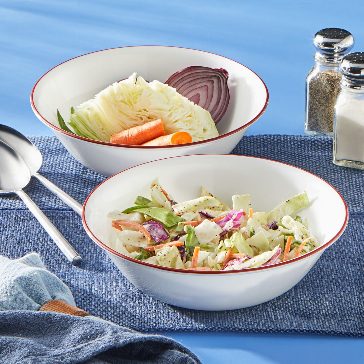 Corelle® Radiant Red Banded 1-quart Serving Bowls, 2-pack
