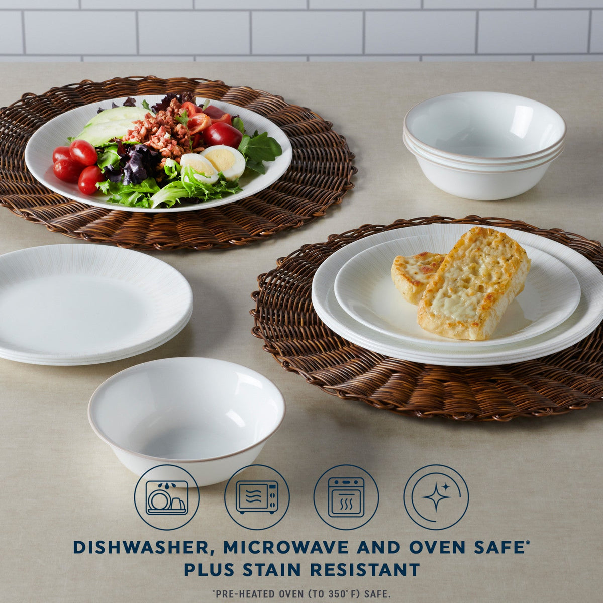 Corelle® Hushed Lines 12-piece Dinnerware Set, Service for 4
