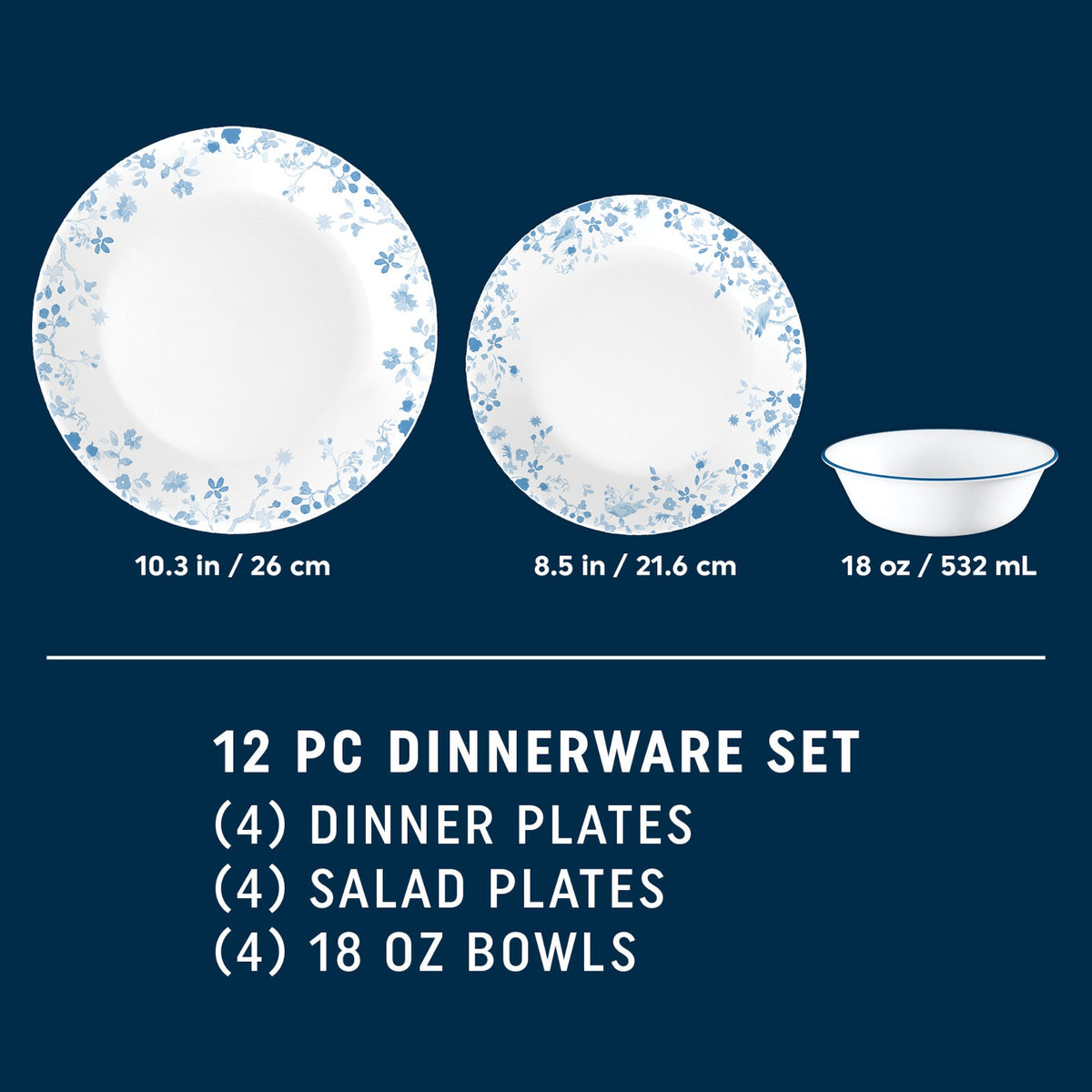 Corelle® Garden Song 12-piece Dinnerware Set, Service for 4