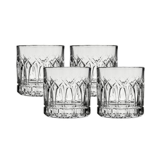 Ocean Glass Traze PST Rocks Glasses (4-Pieces), 12-ounce, Dishwasher Safe