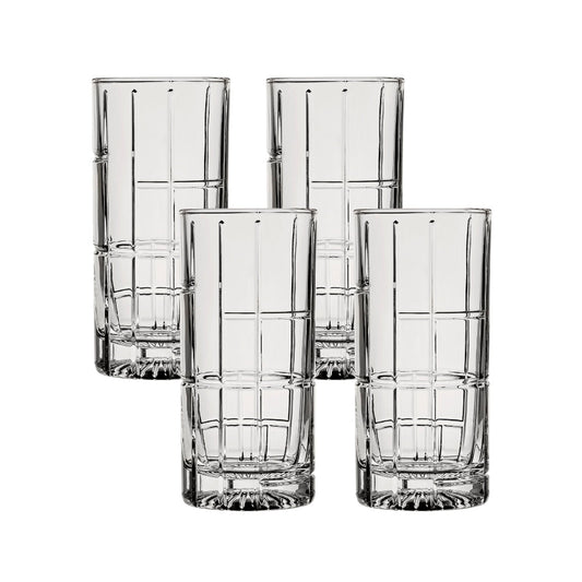 Ocean Glass Traze FTR Highball Glasses (4-Pieces), 12-ounce, Dishwasher Safe