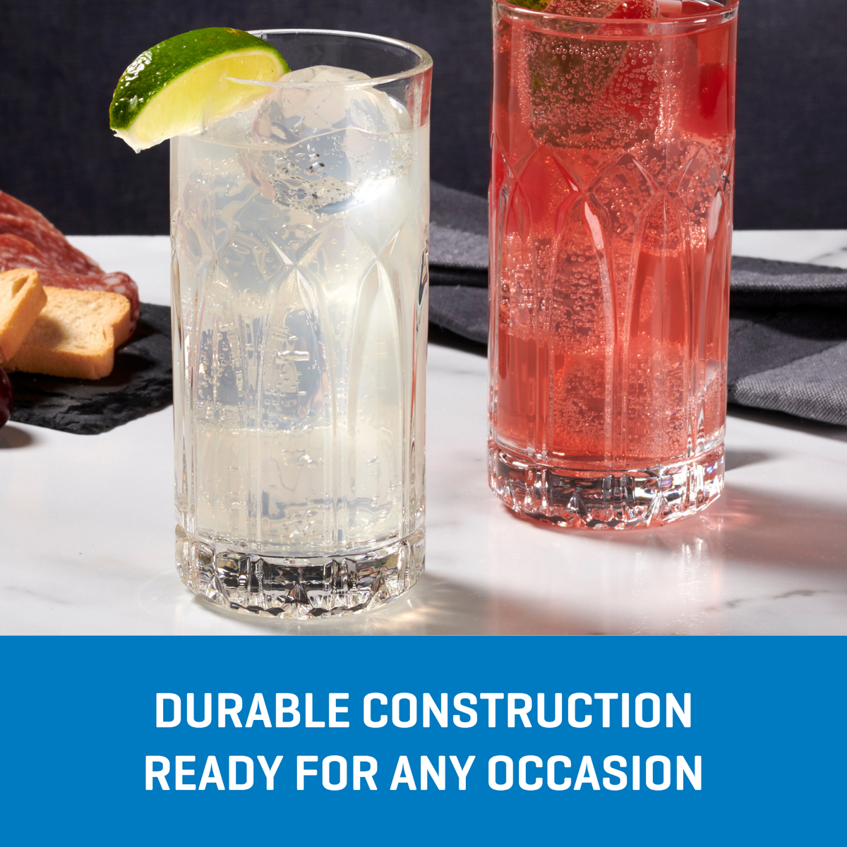 Ocean Glassware Traze PST Highball Glasses (4-Pieces), 12-ounce, Dishwasher Safe
