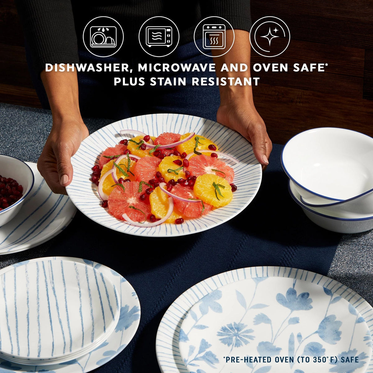 Corelle® Botanical Stripes 12-piece Dinnerware Set, Service for 4