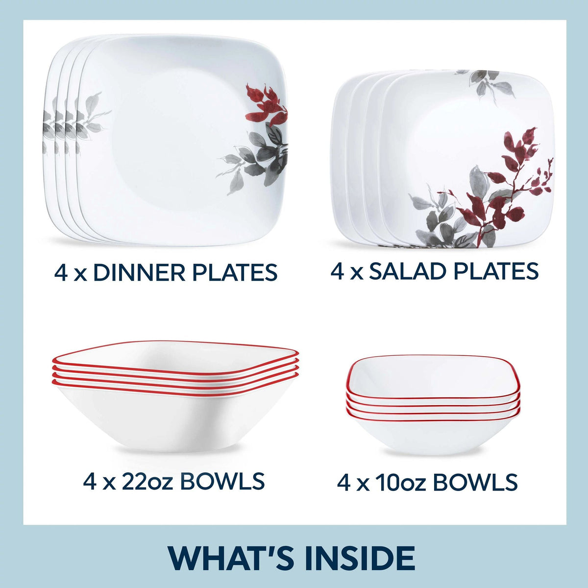 Corelle® Kyoto Leaves 16-piece Dinnerware Set, Service for 4