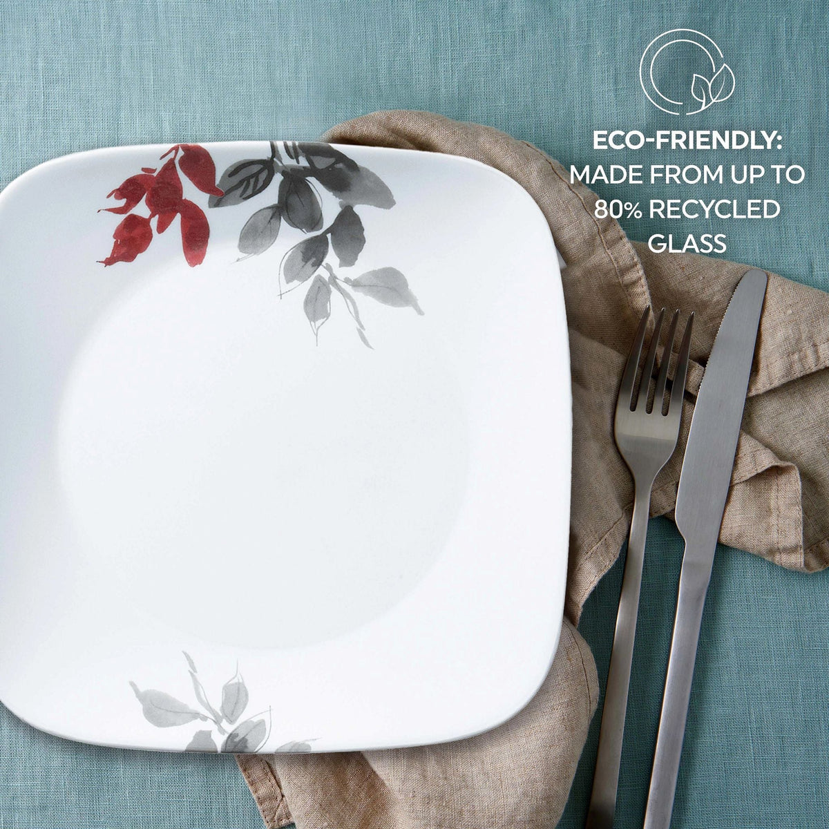 Corelle® Kyoto Leaves 16-piece Dinnerware Set, Service for 4
