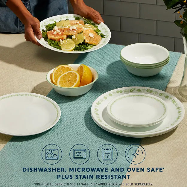 Corelle® Spring Blossom Green 12-piece Dinnerware Set, Service for 4